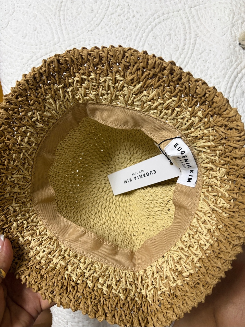 NWT Eugenia Kim Straw Bucket Hat Two Tone Tan One Size - Picture 1 of 8